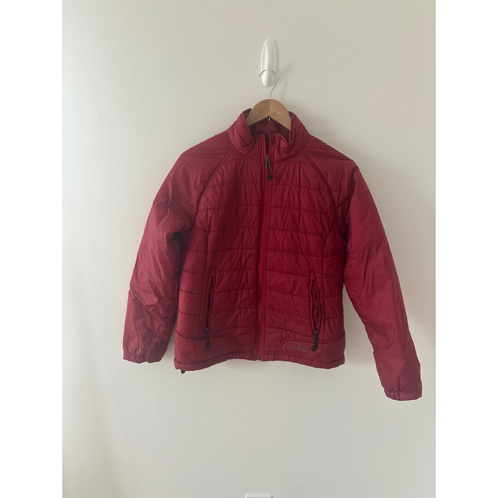 L.L.Bean Womens XS Red Puffer Jacket Insulated Lightweight Quilted‎ Full Zip